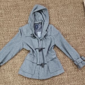 GAP Gray Toggle Pea Coat with Hood